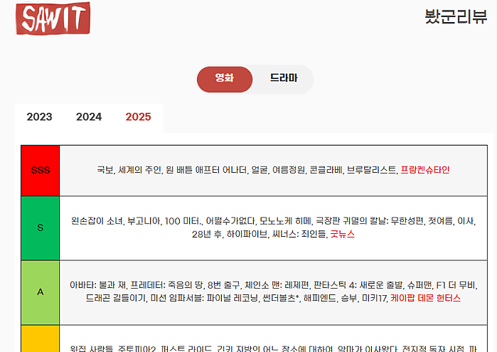 단군의 영화/드라마 리뷰 사이트!