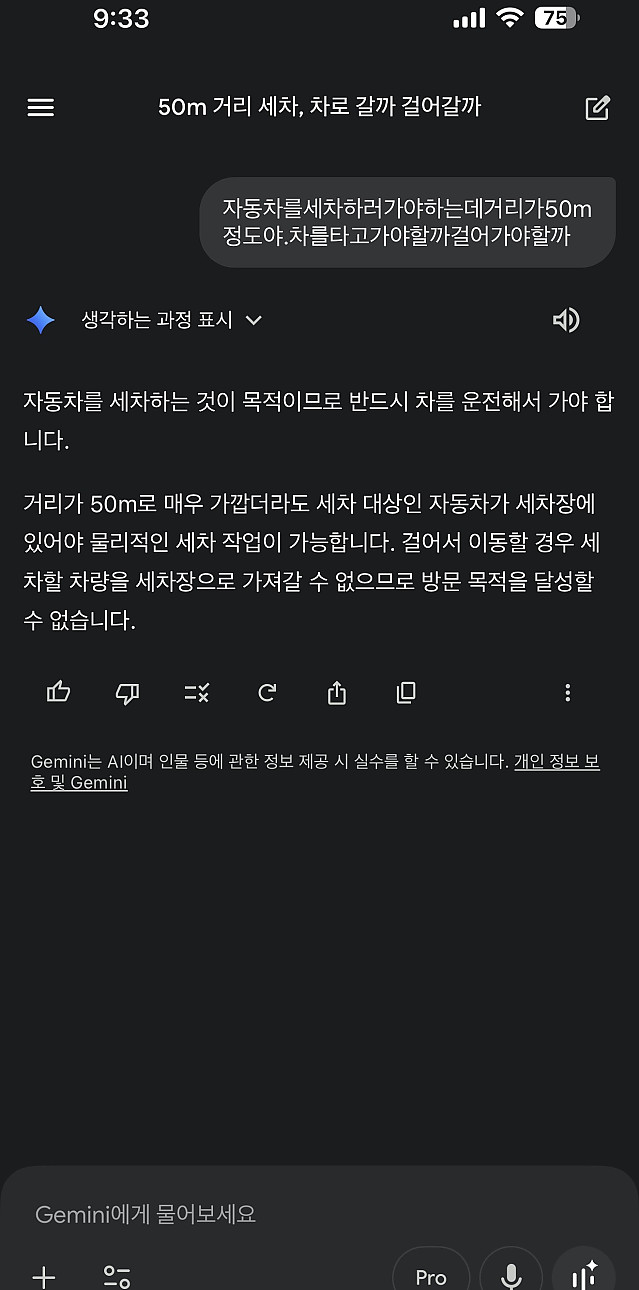 세차장에 걸어갈까 차타고 갈까