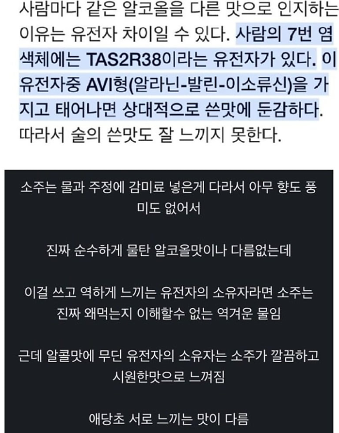 소주가 쓴 이유에 대한 양대 학설