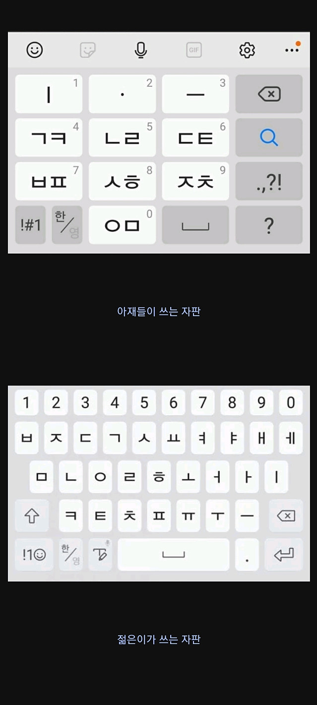 스마트폰 자판으로 알아보는 아재 판별